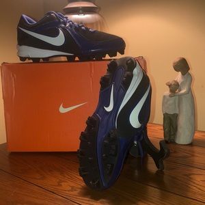 NEVER WORN MVP Baseball Cleats - black with blue and white trim